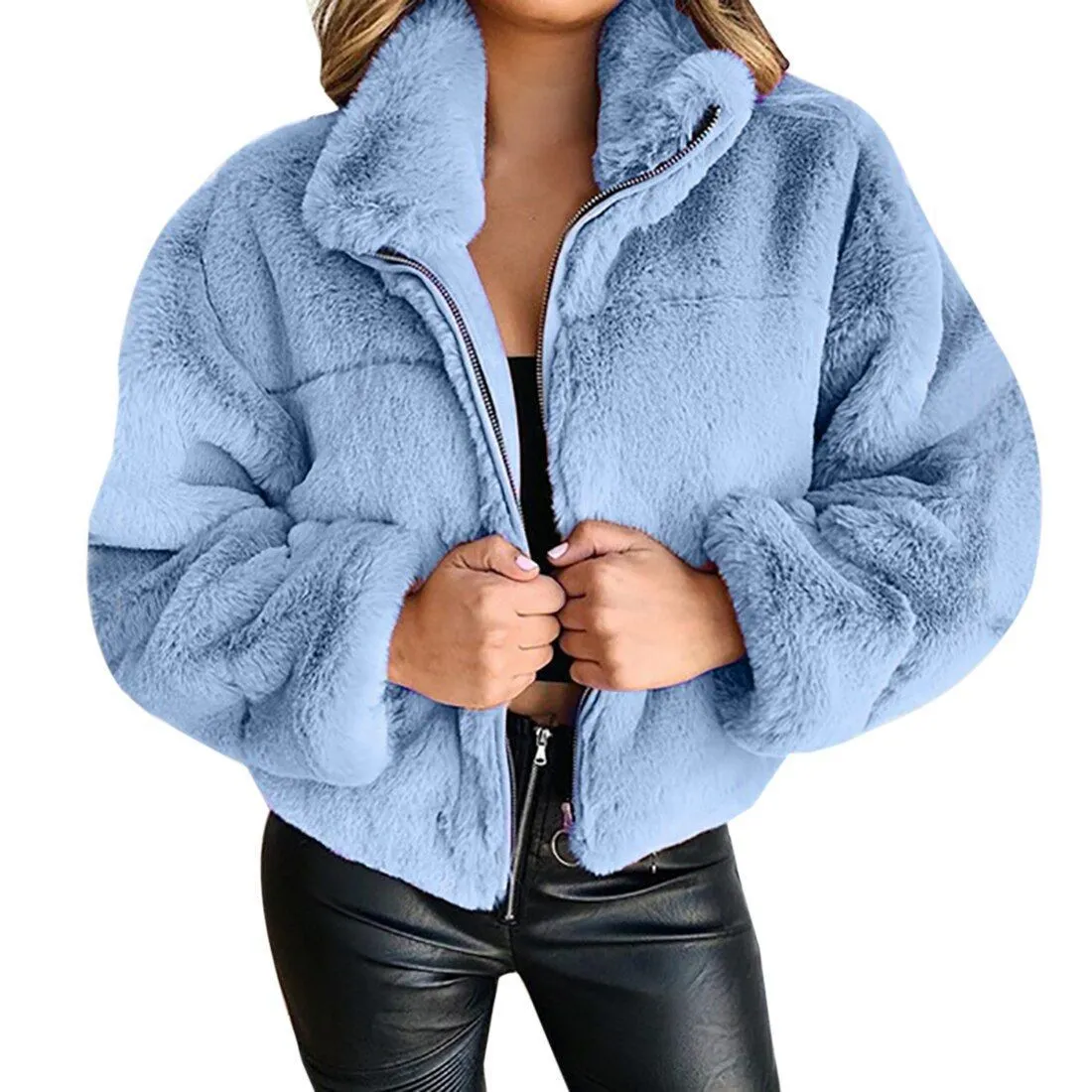 2024 New Arrivals Plus Size Winter Women Clothing Ladies Short Coats Zipper Fleece Jacket Winter Coat For Women