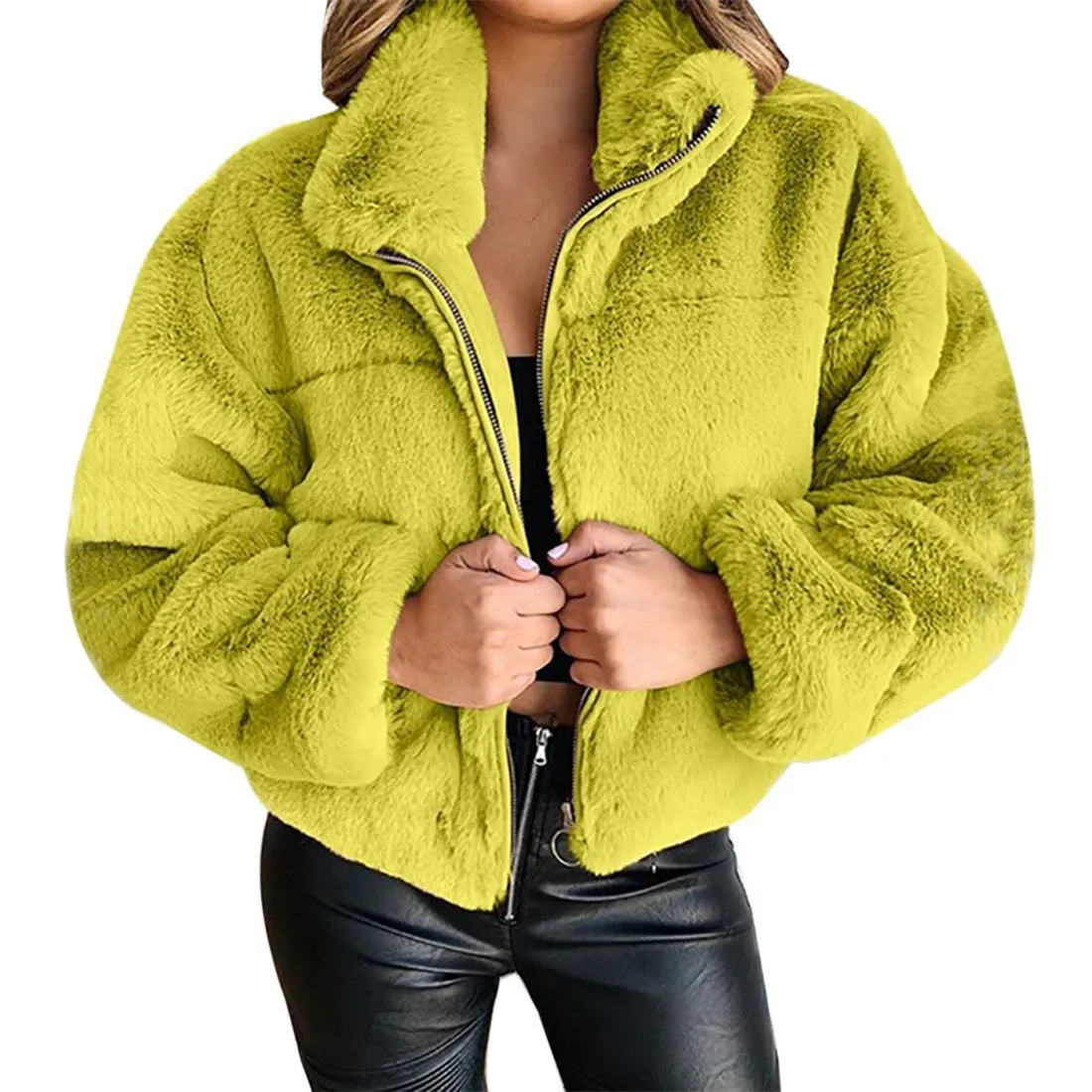 2024 New Arrivals Plus Size Winter Women Clothing Ladies Short Coats Zipper Fleece Jacket Winter Coat For Women
