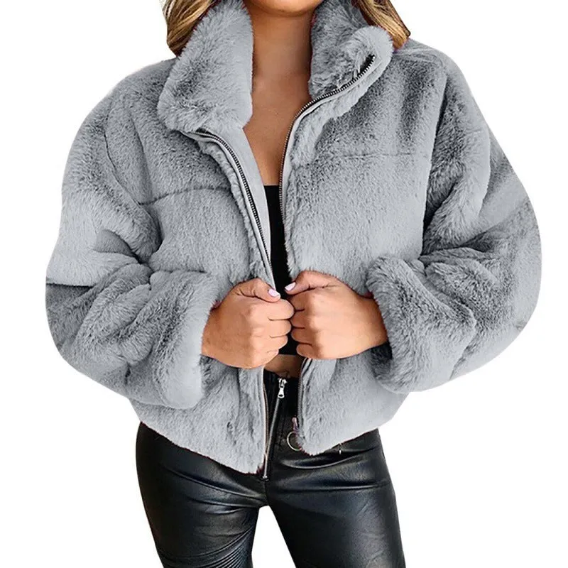 2024 New Arrivals Plus Size Winter Women Clothing Ladies Short Coats Zipper Fleece Jacket Winter Coat For Women