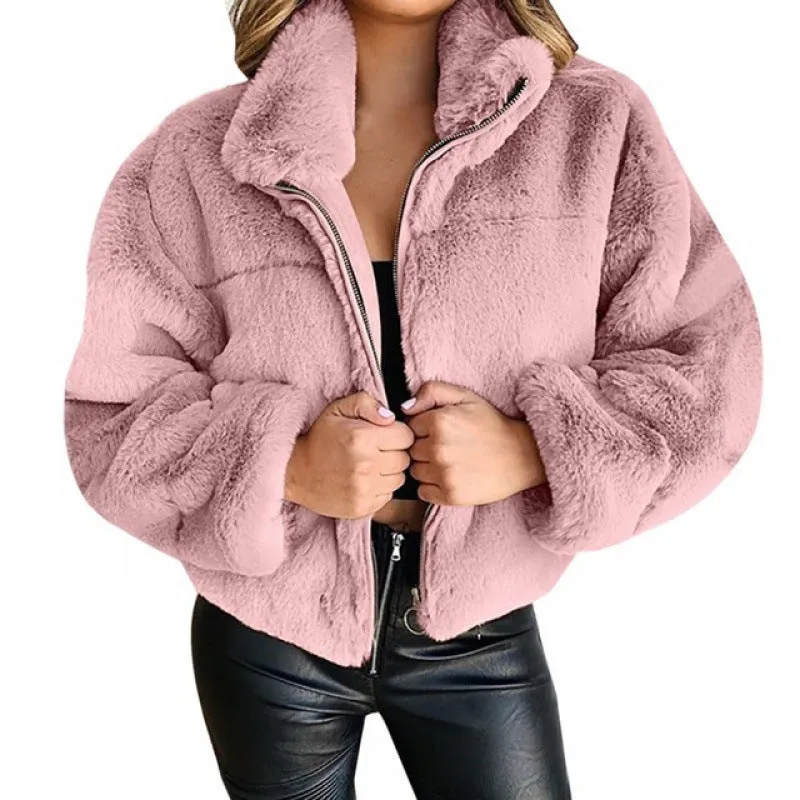 2024 New Arrivals Plus Size Winter Women Clothing Ladies Short Coats Zipper Fleece Jacket Winter Coat For Women