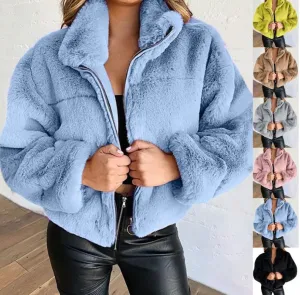 2024 New Arrivals Plus Size Winter Women Clothing Ladies Short Coats Zipper Fleece Jacket Winter Coat For Women