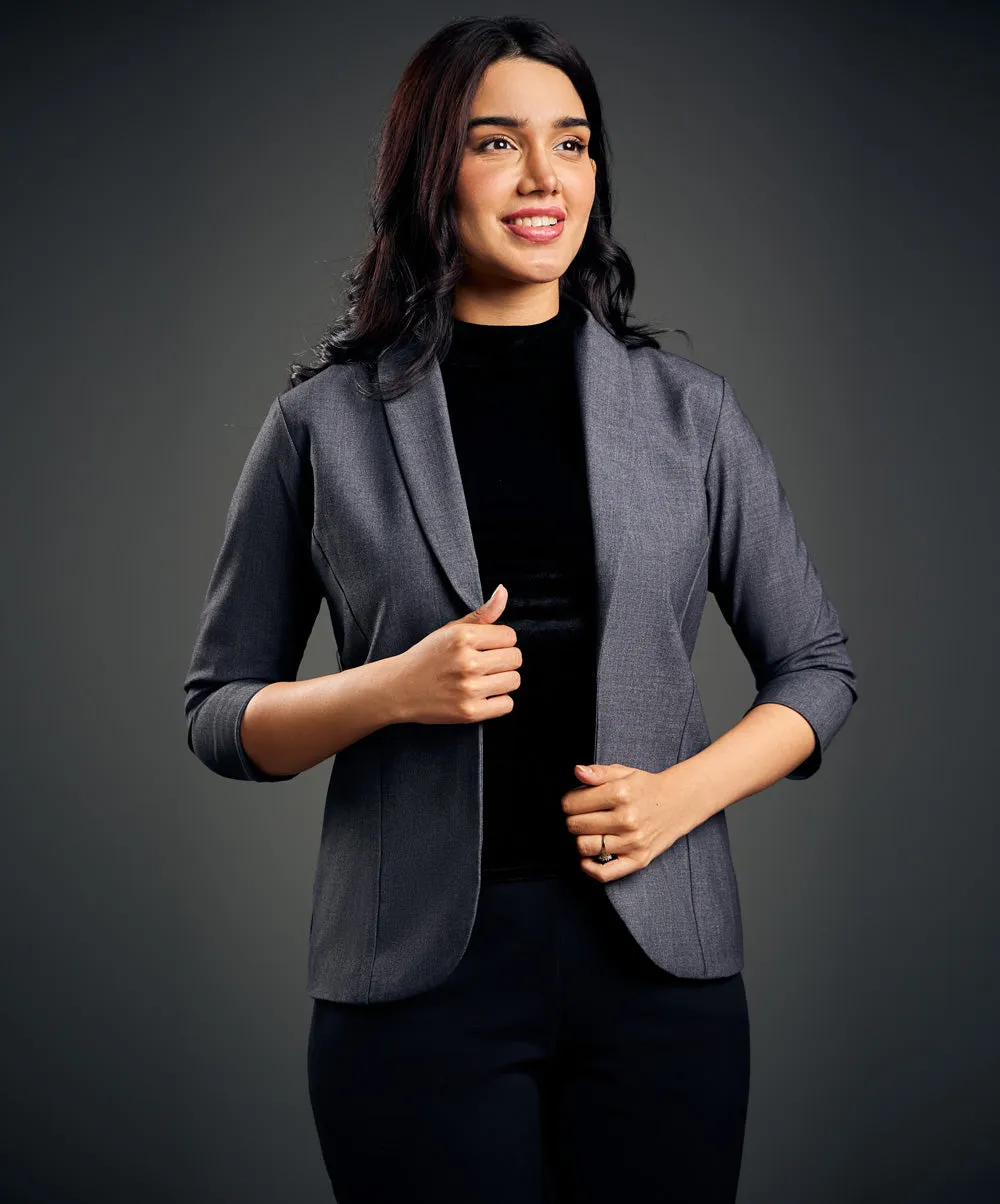 3/4 Sleeve Grey Office Blazer