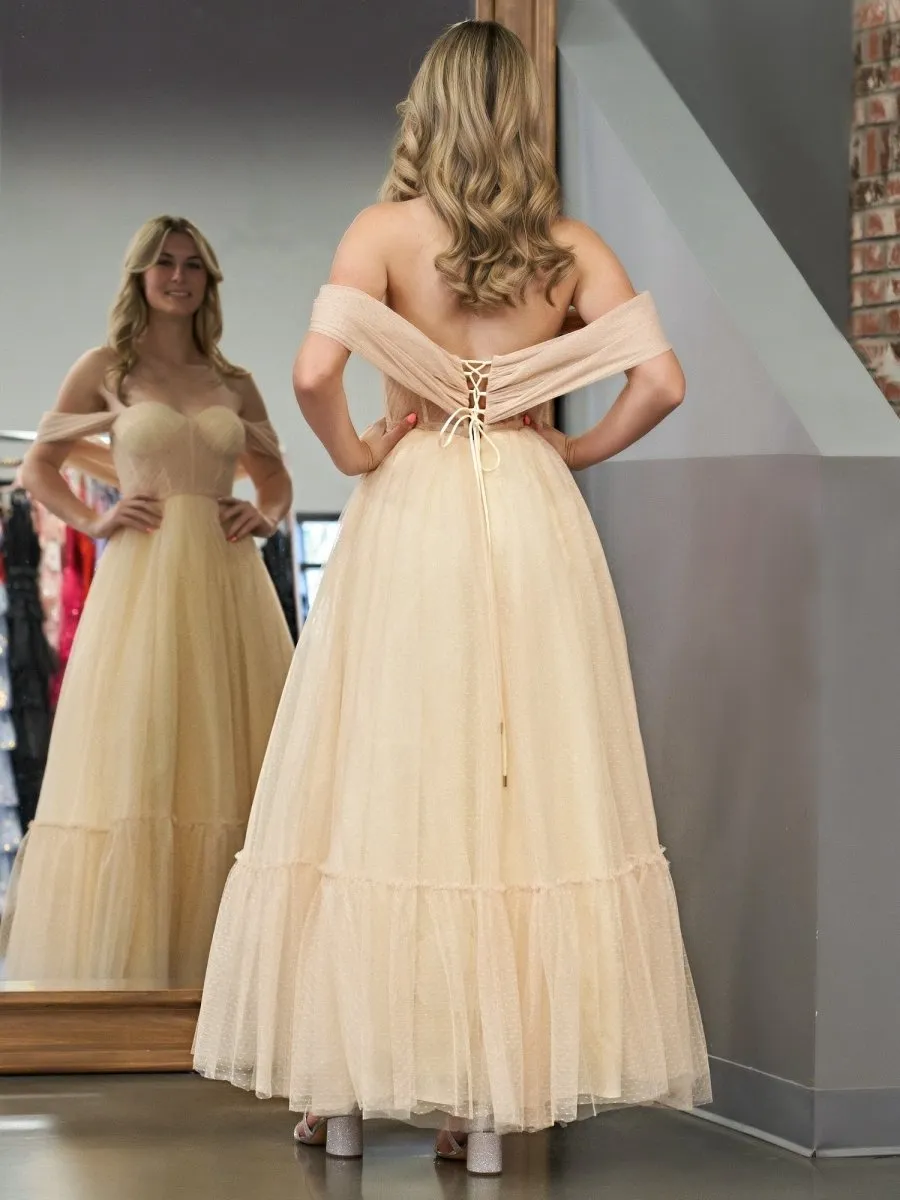 A-line Tulle Sweetheart Tea-Length Prom Dresses