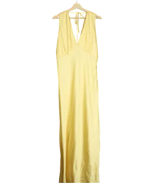 Abercrombie & Fitch Yellow Plunge Cowl Back Maxi Dress UK XL