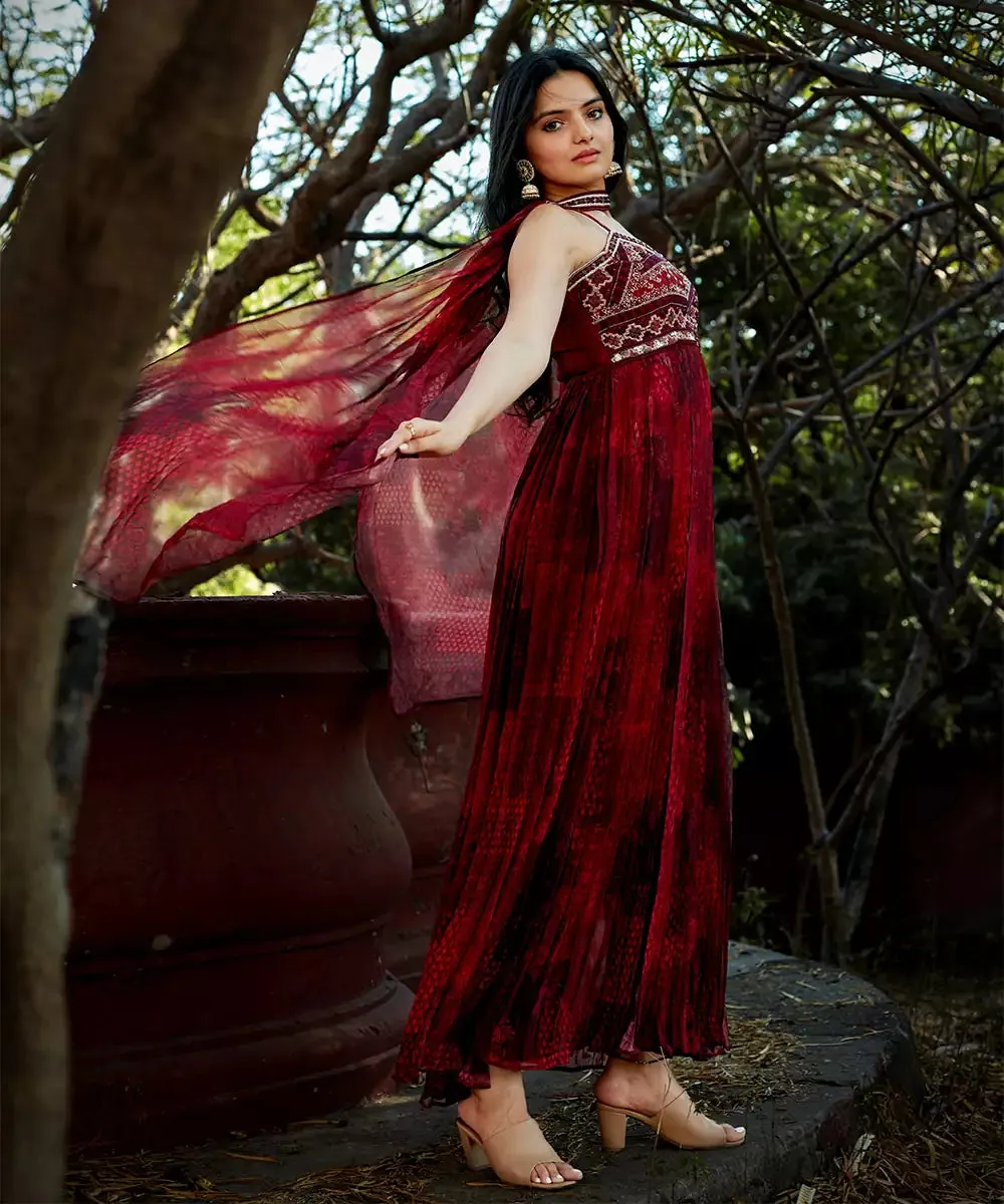 Abstract Print Slit Kurti Set