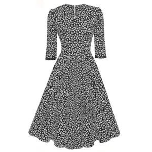 ACEVOG Brand 1950s Dress Autumn Spring 3/4 Sleeve Women Fashion Elegant Vintage Rockabilly Floral Swing Party Dresses 4 Styles