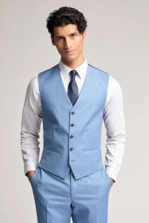 Airforce Blue Sharkskin Waistcoat Blue