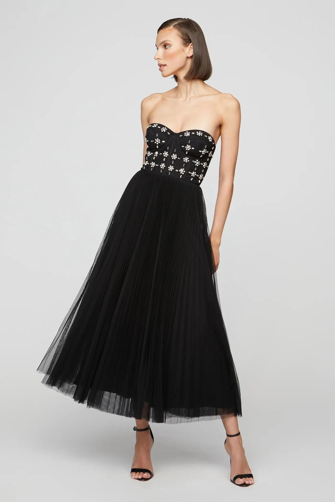 Alesia Strapless Midi Dress - Black