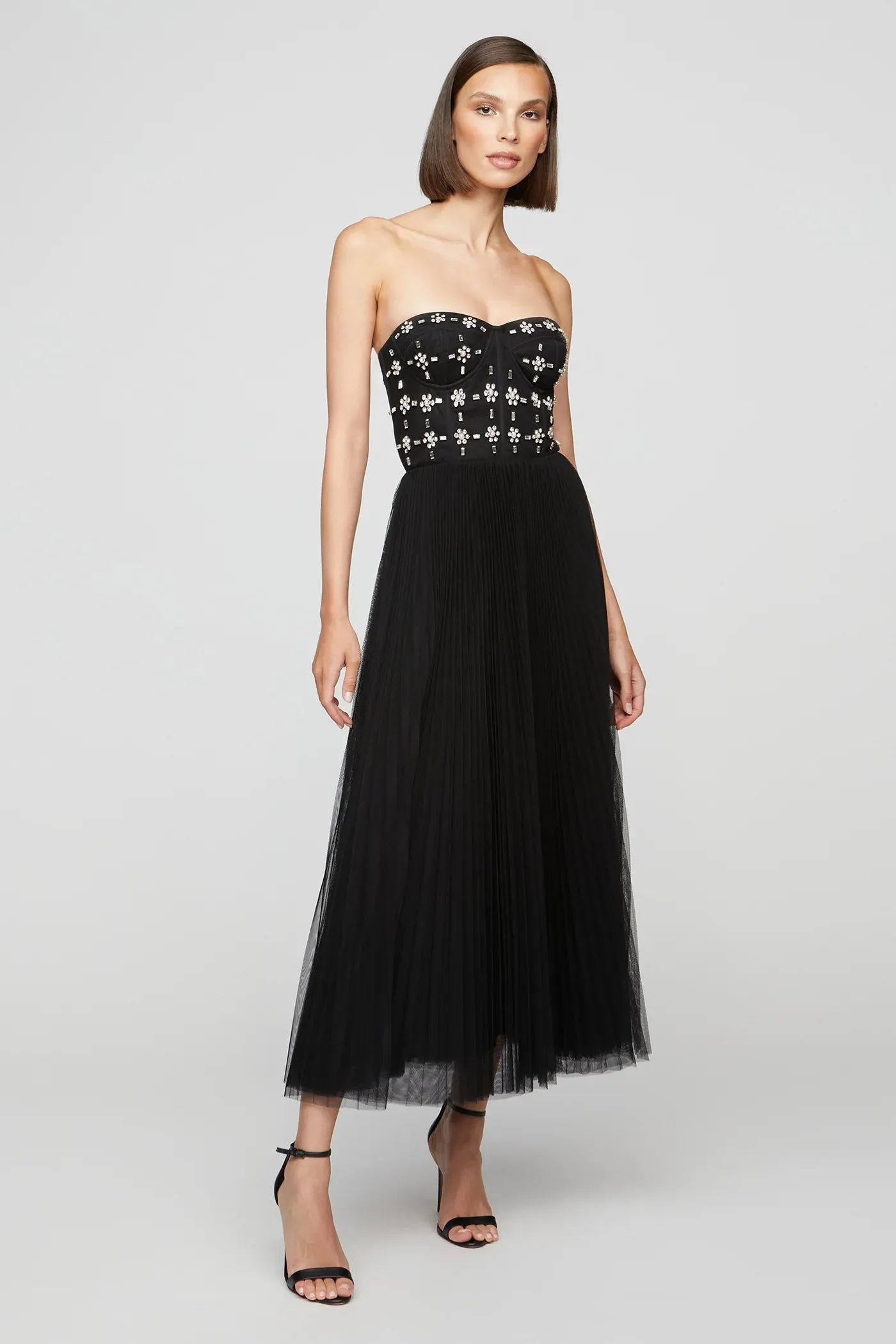 Alesia Strapless Midi Dress - Black