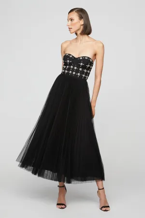 Alesia Strapless Midi Dress - Black