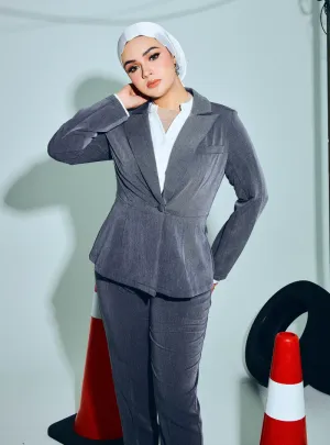 Amber Peplum Blazer - Ash Grey