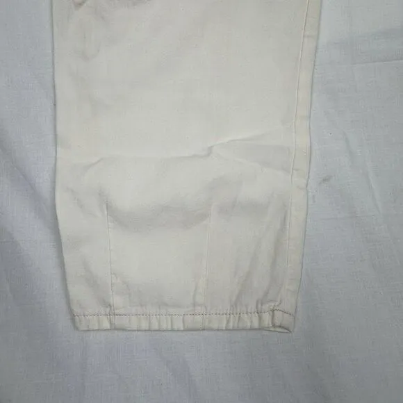 Anthropologie Women's Sz 8 Pants Barrel Cream‎ Pleated Denim Ankle