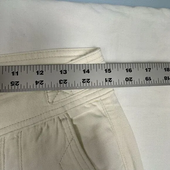 Anthropologie Women's Sz 8 Pants Barrel Cream‎ Pleated Denim Ankle