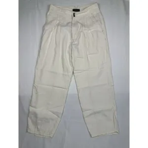 Anthropologie Women's Sz 8 Pants Barrel Cream‎ Pleated Denim Ankle