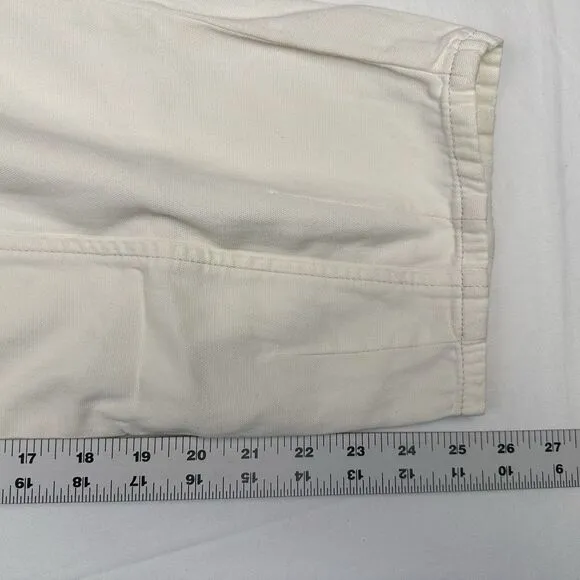 Anthropologie Women's Sz 8 Pants Barrel Cream‎ Pleated Denim Ankle