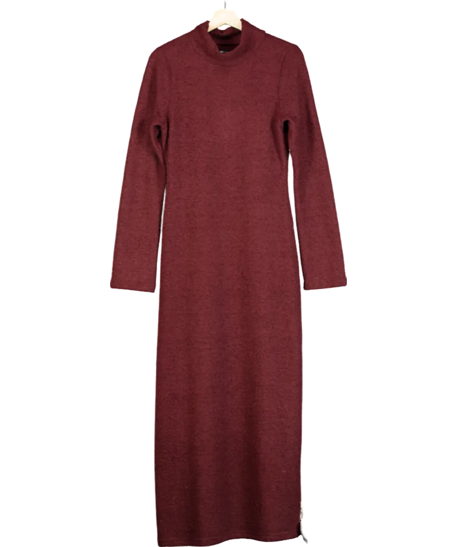 ASOS Red Supersoft Boucle Roll Neck Maxi Dress UK 10