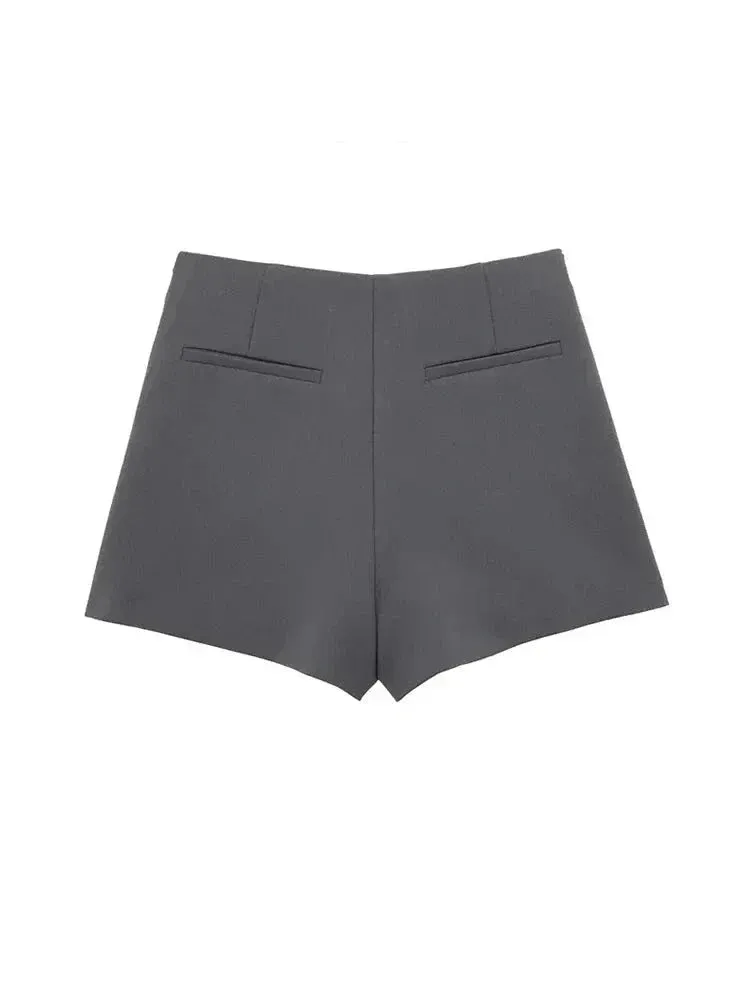 Asymmetric Shorts Skirts Women High Waist Side Zipper Female Skort Fashion