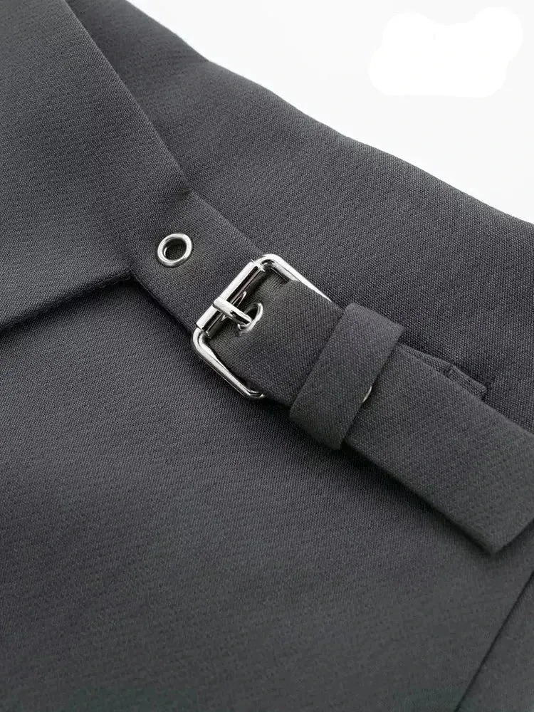 Asymmetric Shorts Skirts Women High Waist Side Zipper Female Skort Fashion