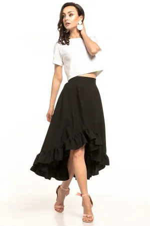 Asymmetrical Frill Midi Skirt