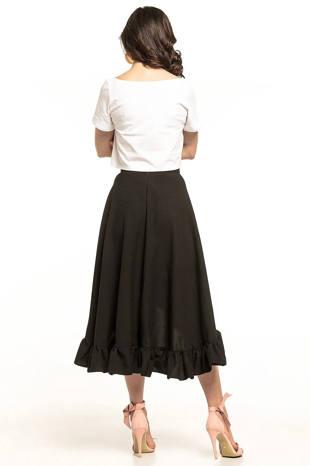 Asymmetrical Frill Midi Skirt