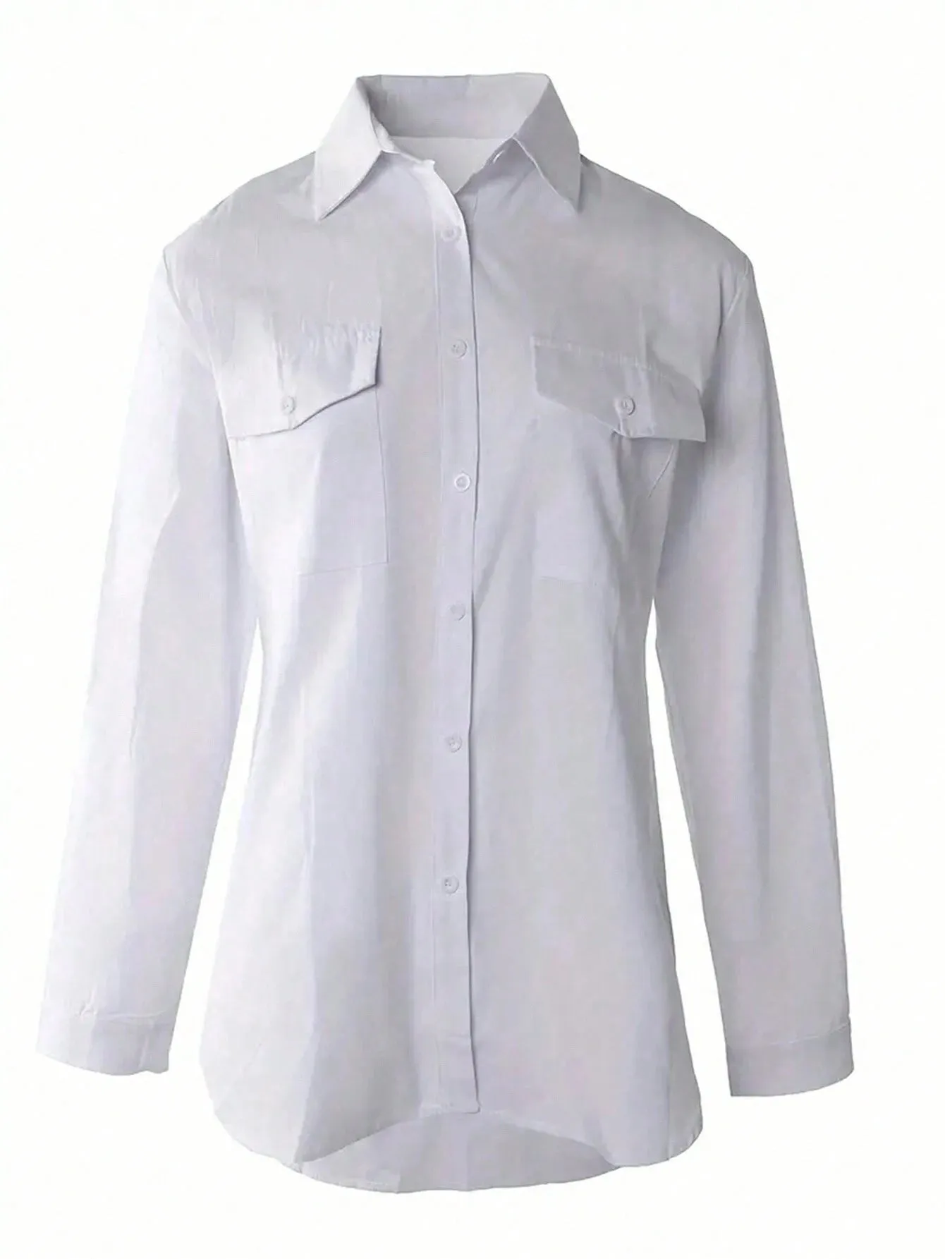 Asymmetrical Hem Shirt with Front Short and Back Long Design