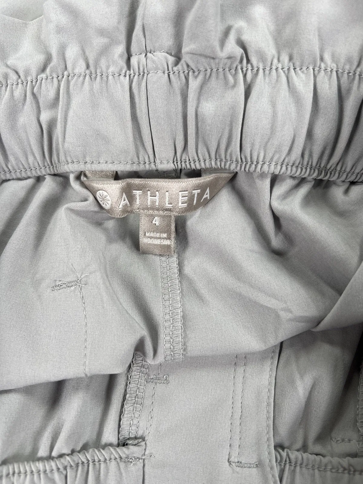 Athleta Women’s Gray Skyline Paper Bag Belted Waist Lightweight Pants - 4