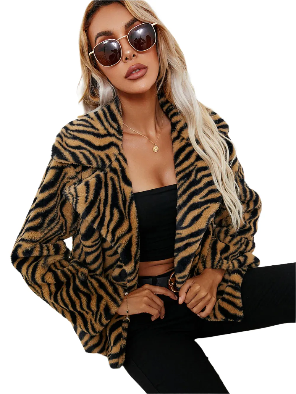 Aurora – Leopard Print Women's Faux Fur Coat