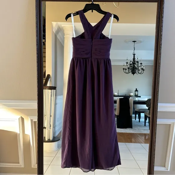 AZAZIE BERDIE Plum Halter Chiffon Jumpsuit Wedding Guest Bridal