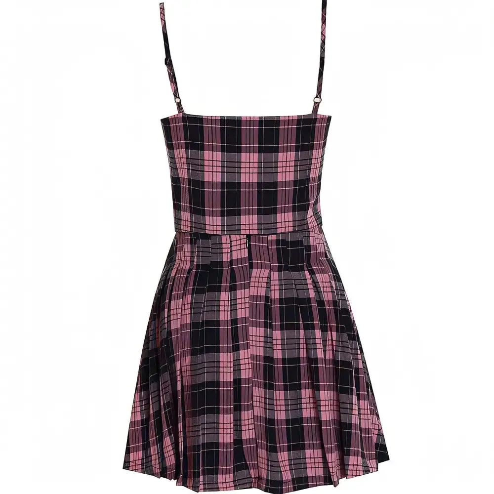 Barbiecore Aesthetic Two-Piece Set with Square Neckline and Adjustable Straps