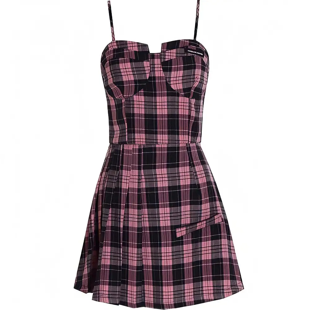 Barbiecore Aesthetic Two-Piece Set with Square Neckline and Adjustable Straps
