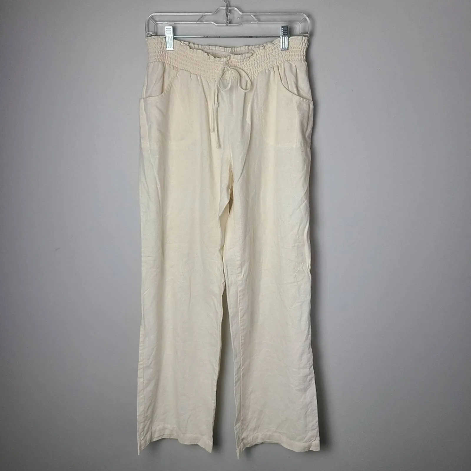 BCX Paperbag Cream Colored Linen Pants