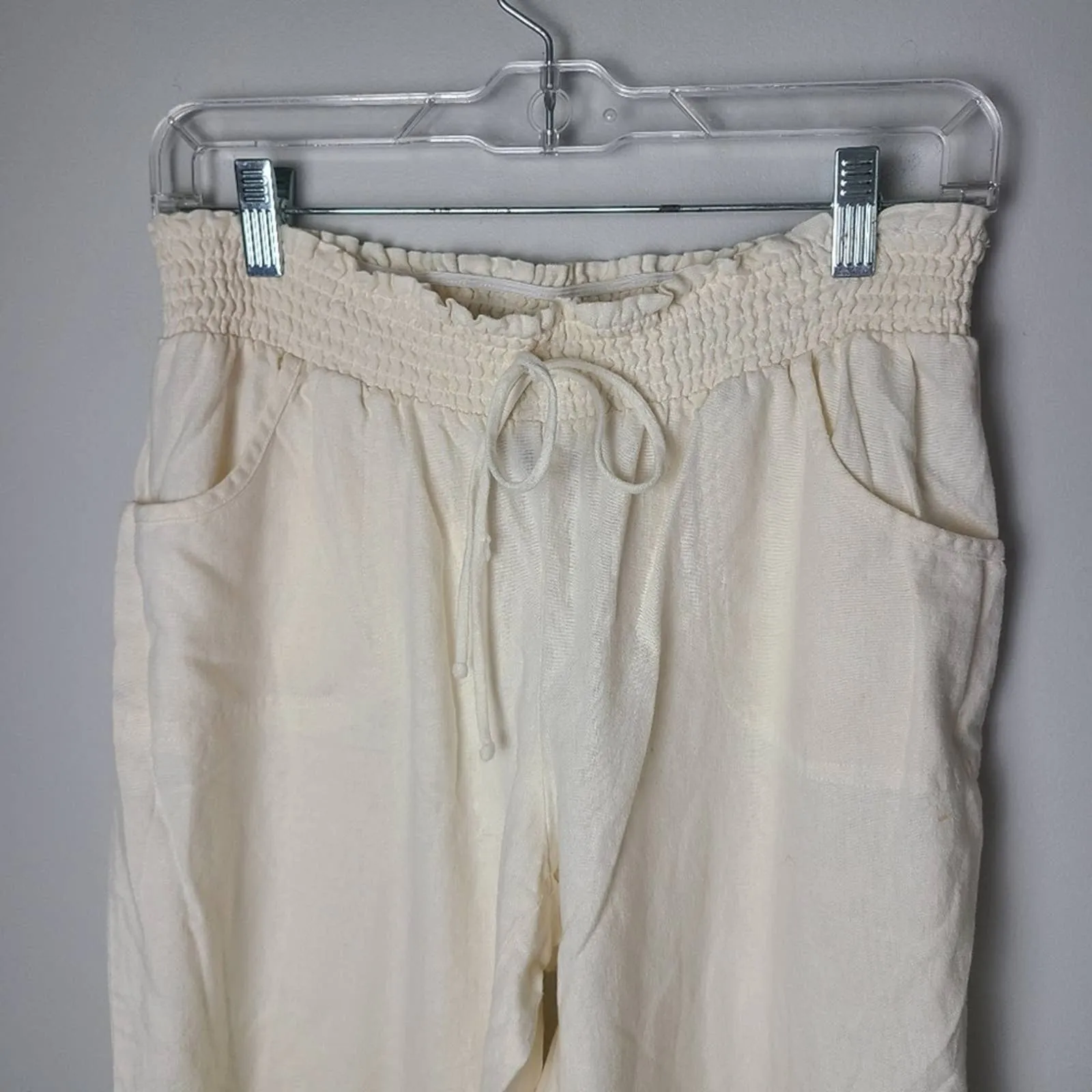 BCX Paperbag Cream Colored Linen Pants
