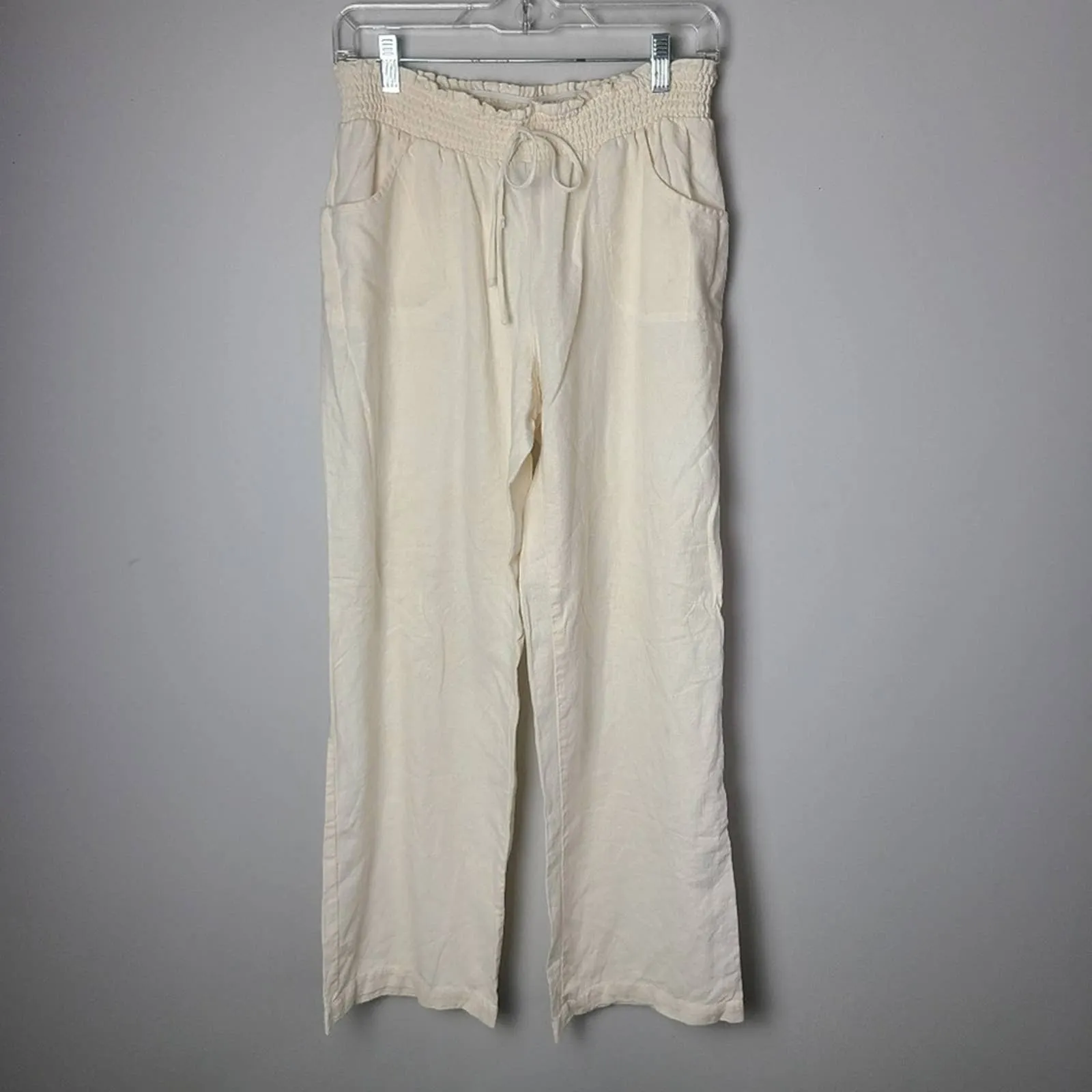 BCX Paperbag Cream Colored Linen Pants