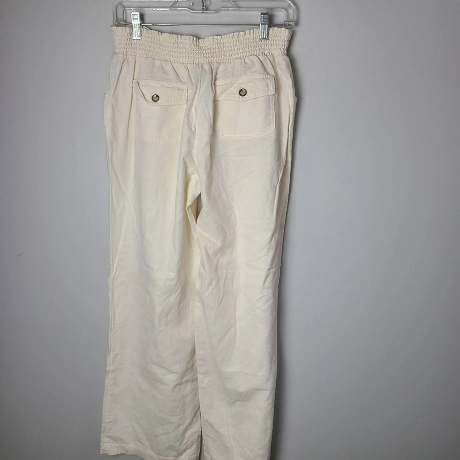 BCX Paperbag Cream Colored Linen Pants