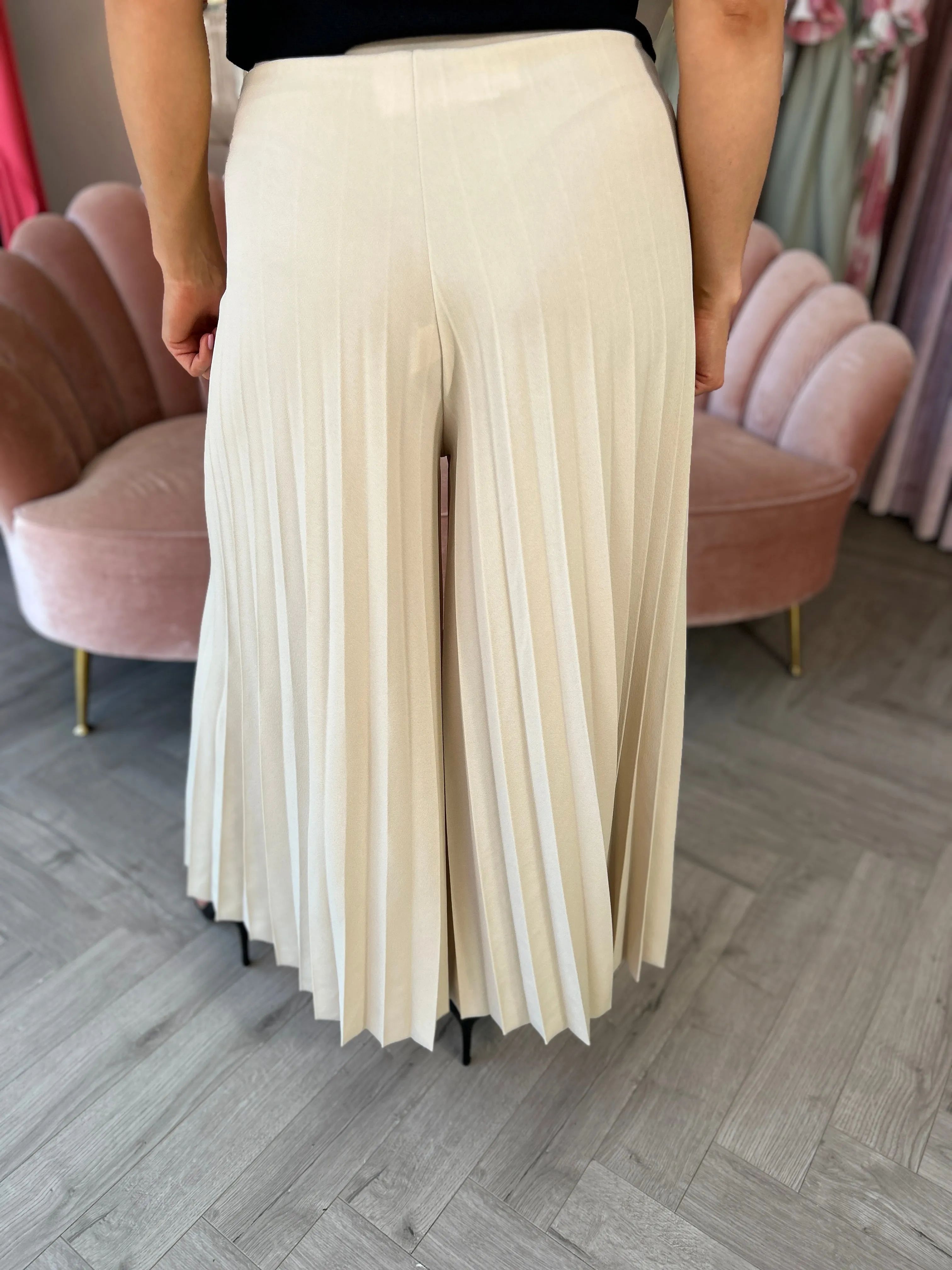Beige Pleated Pants