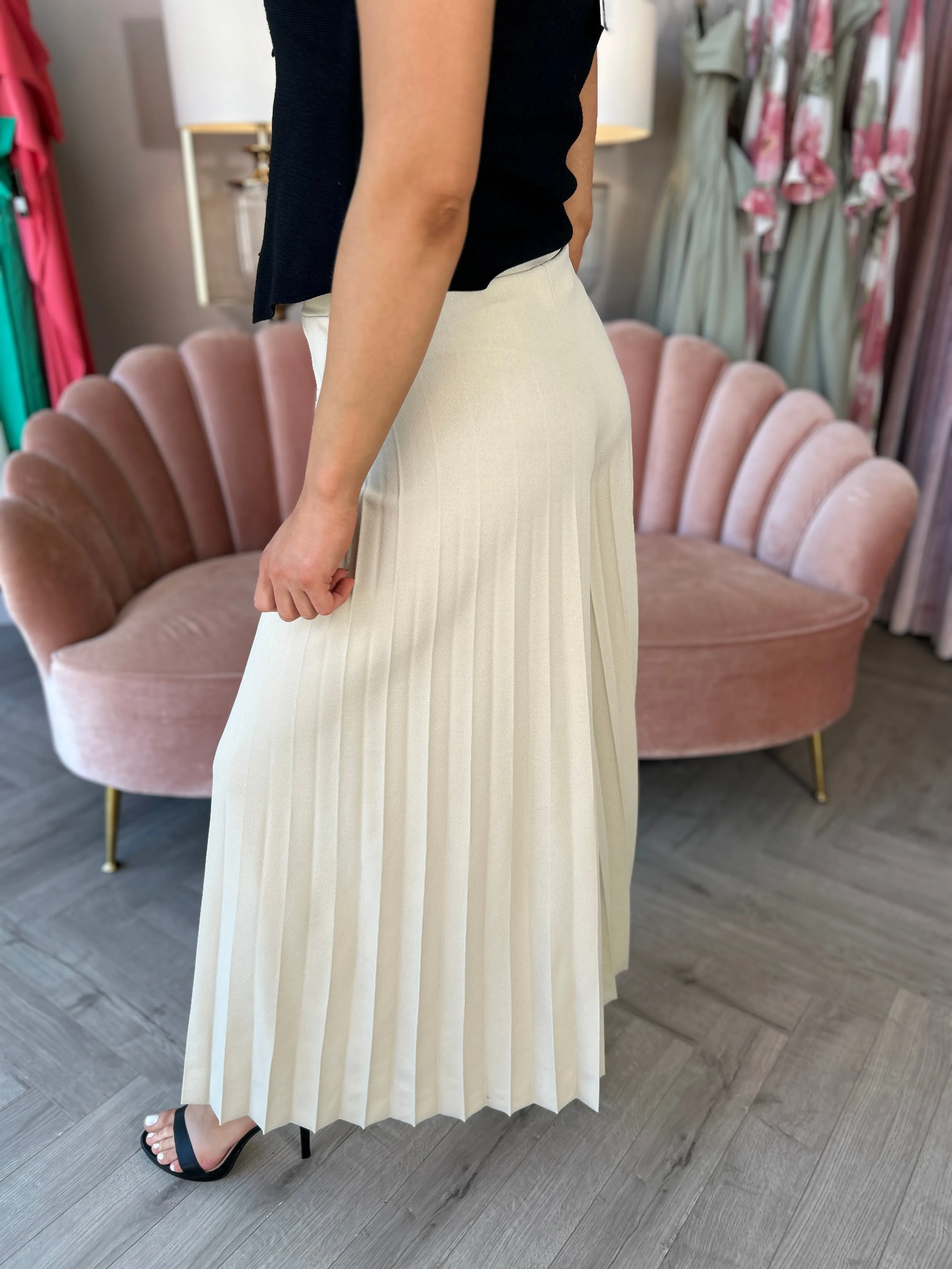 Beige Pleated Pants