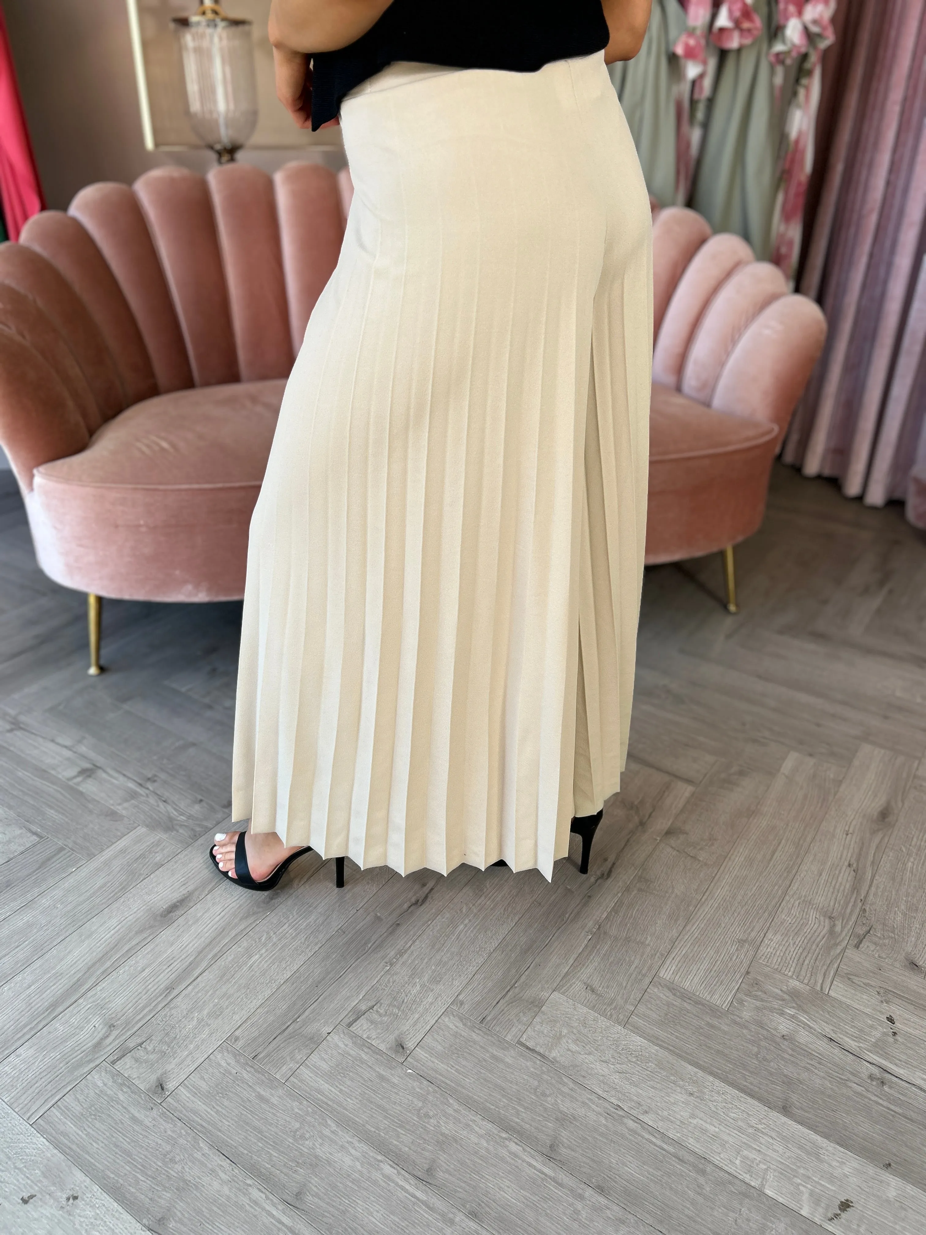 Beige Pleated Pants
