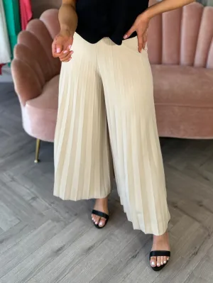 Beige Pleated Pants