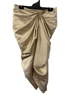 Beige Ruched Asymmetrical Midi Skirt