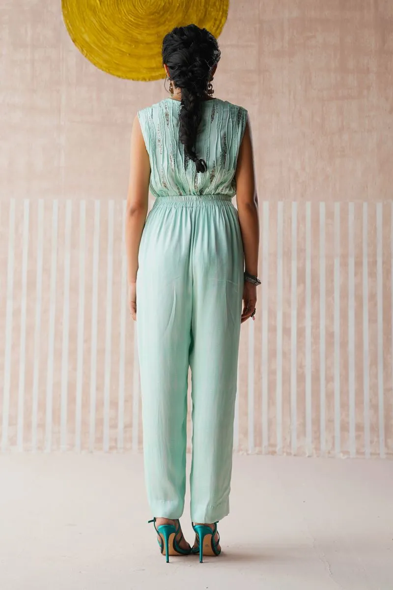 Bindu blue light pleated pants
