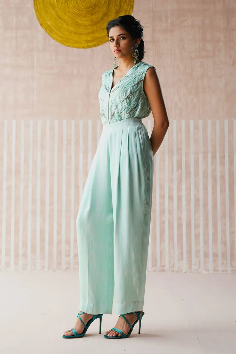 Bindu blue light pleated pants