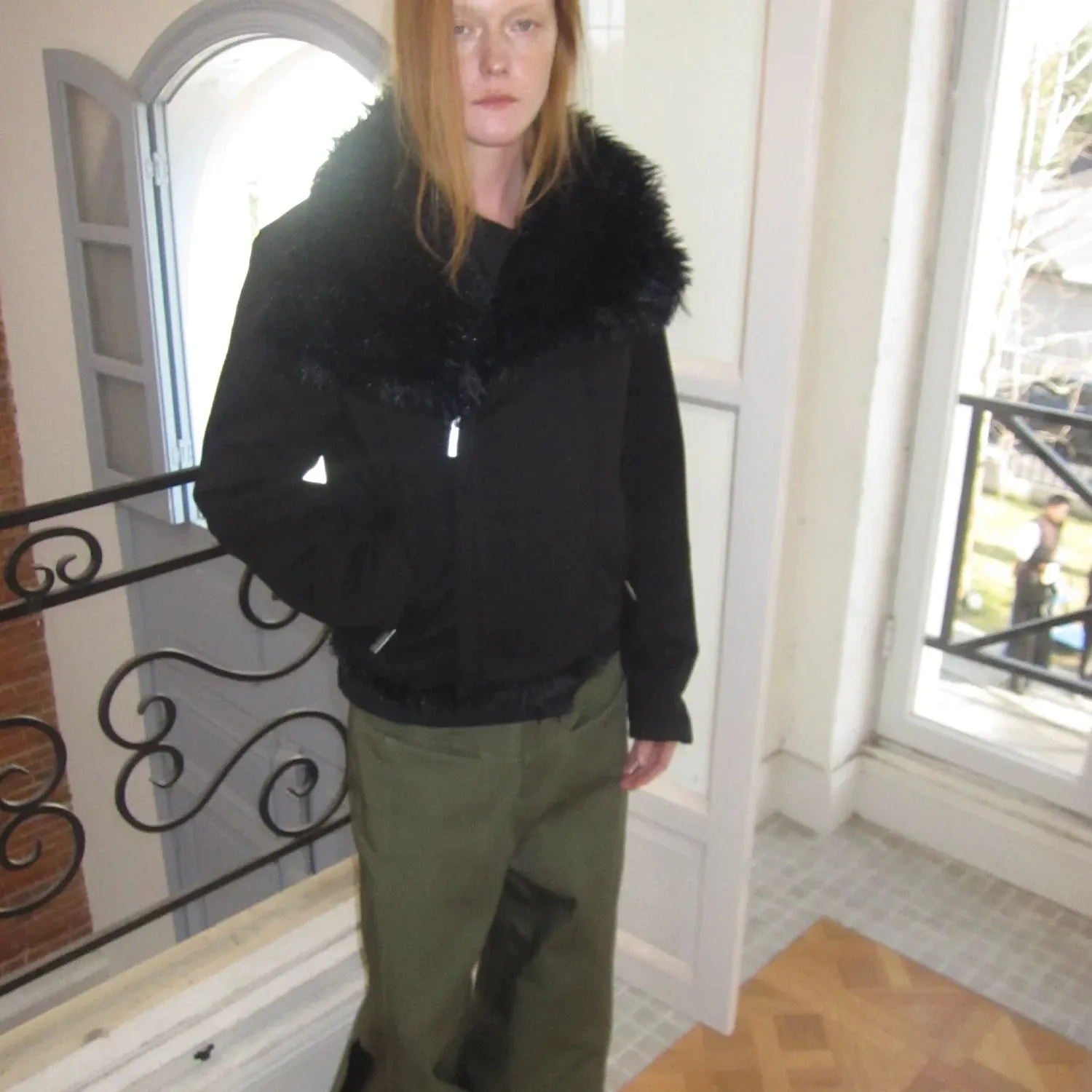 Black Faux Fur Collar Jacket