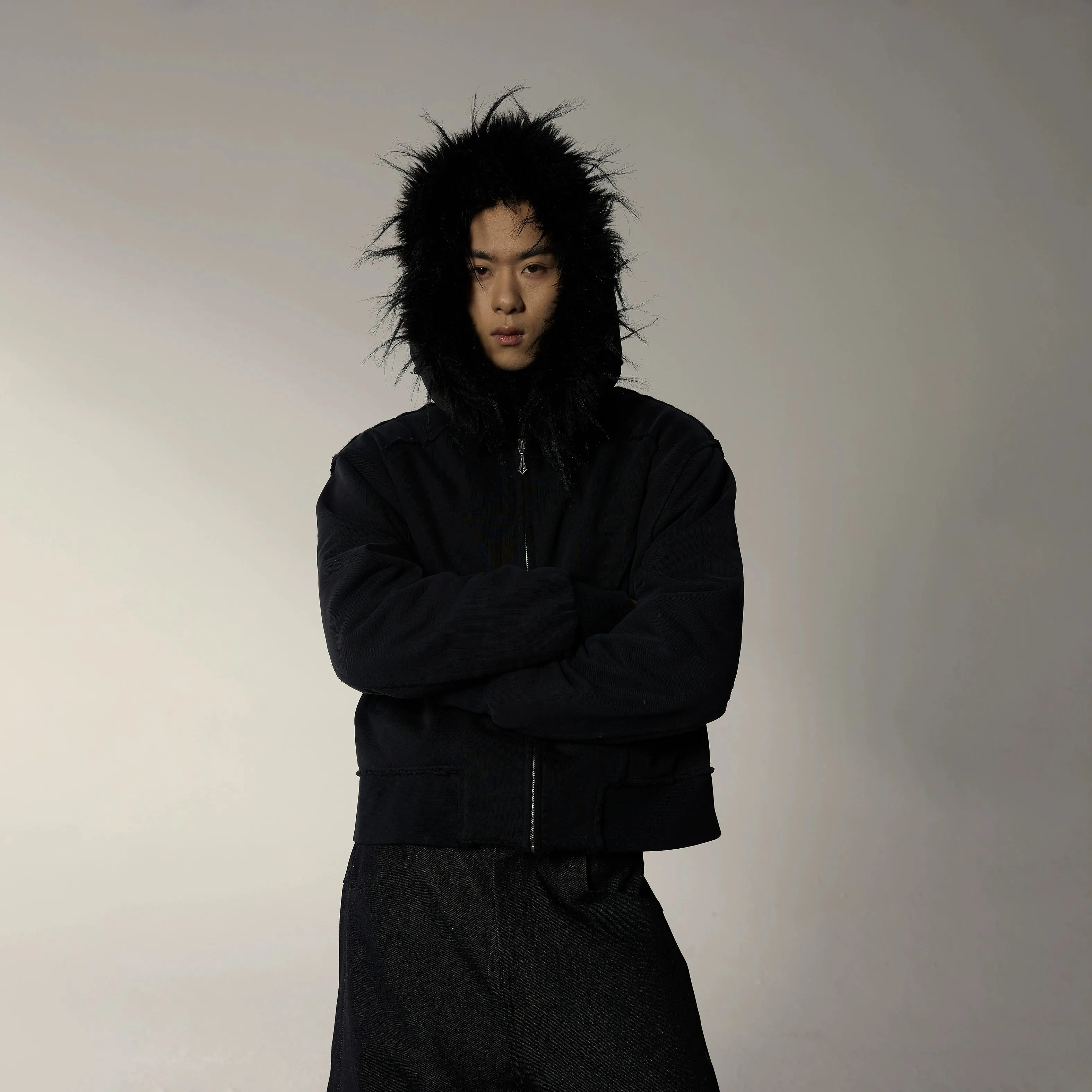 Black Faux Mink Hoodie