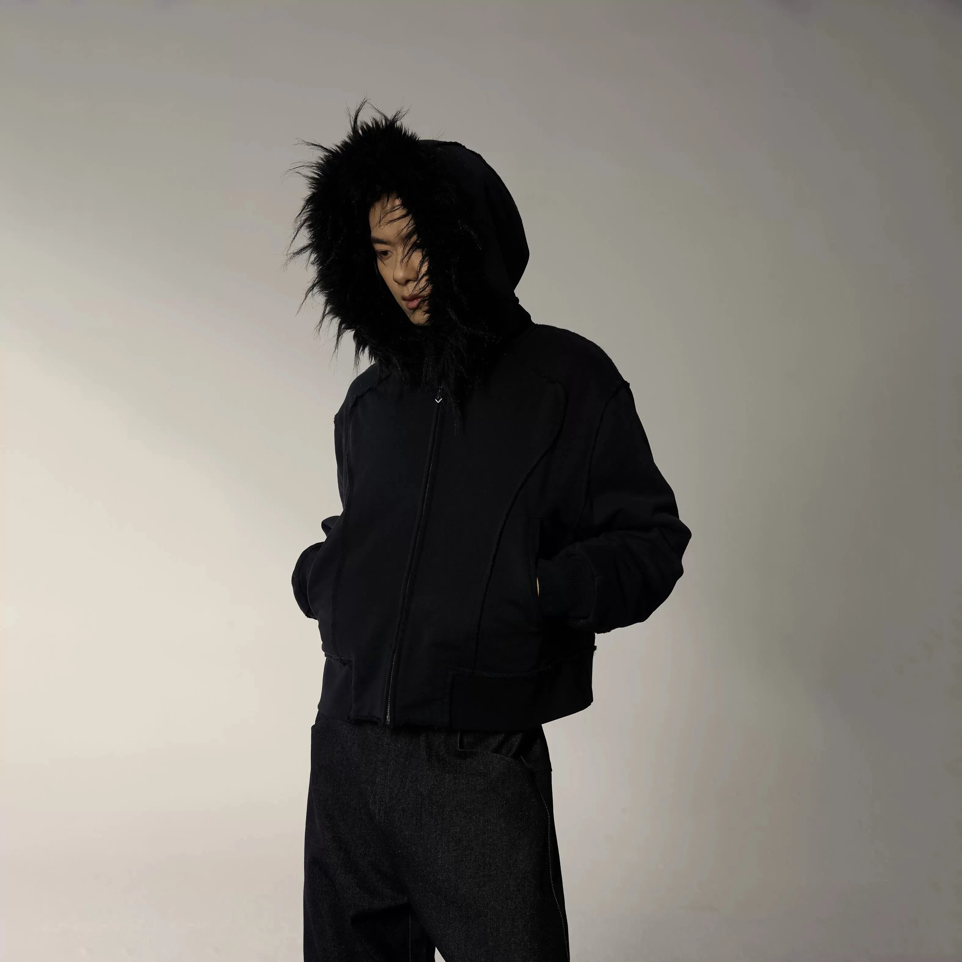 Black Faux Mink Hoodie