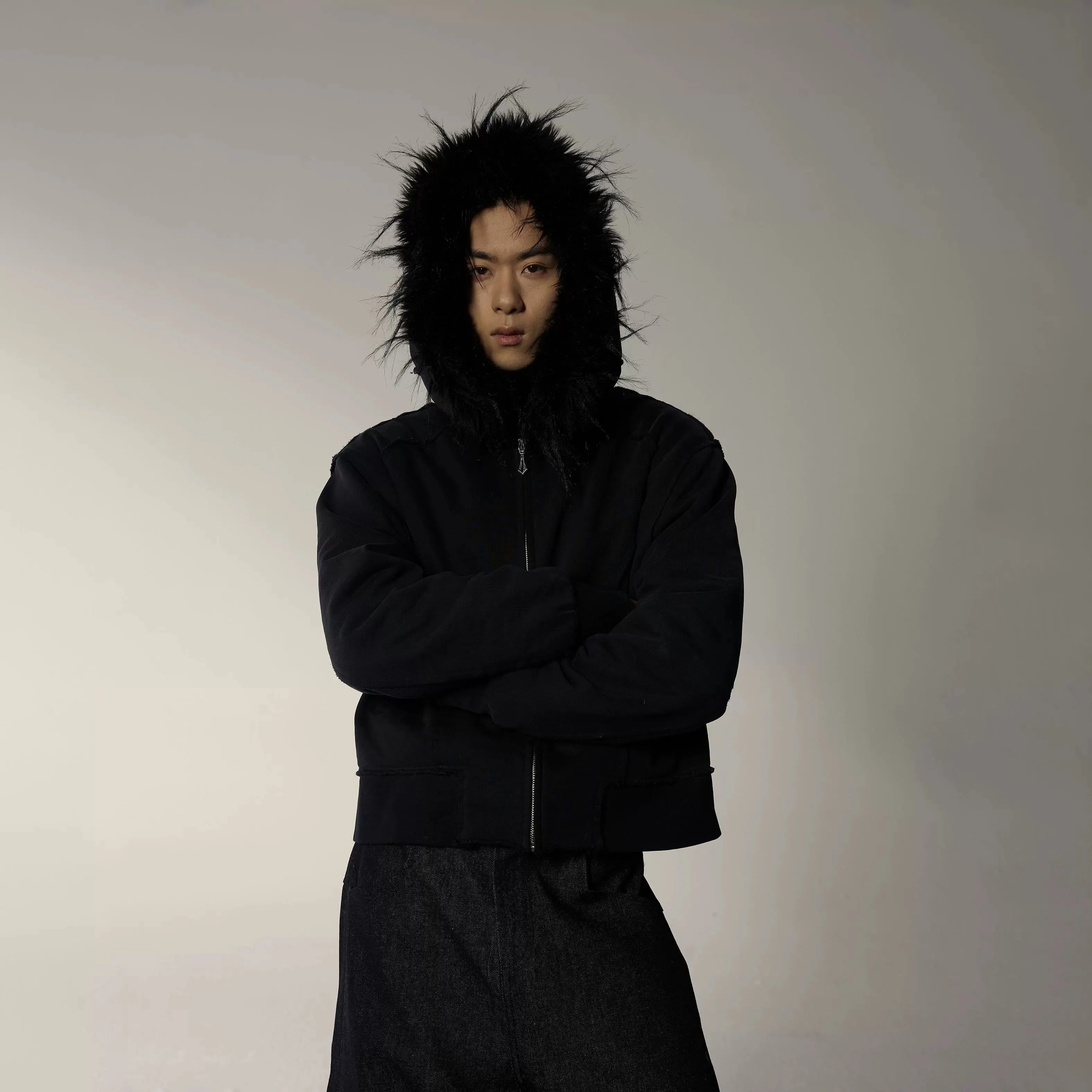 Black Faux Mink Hoodie