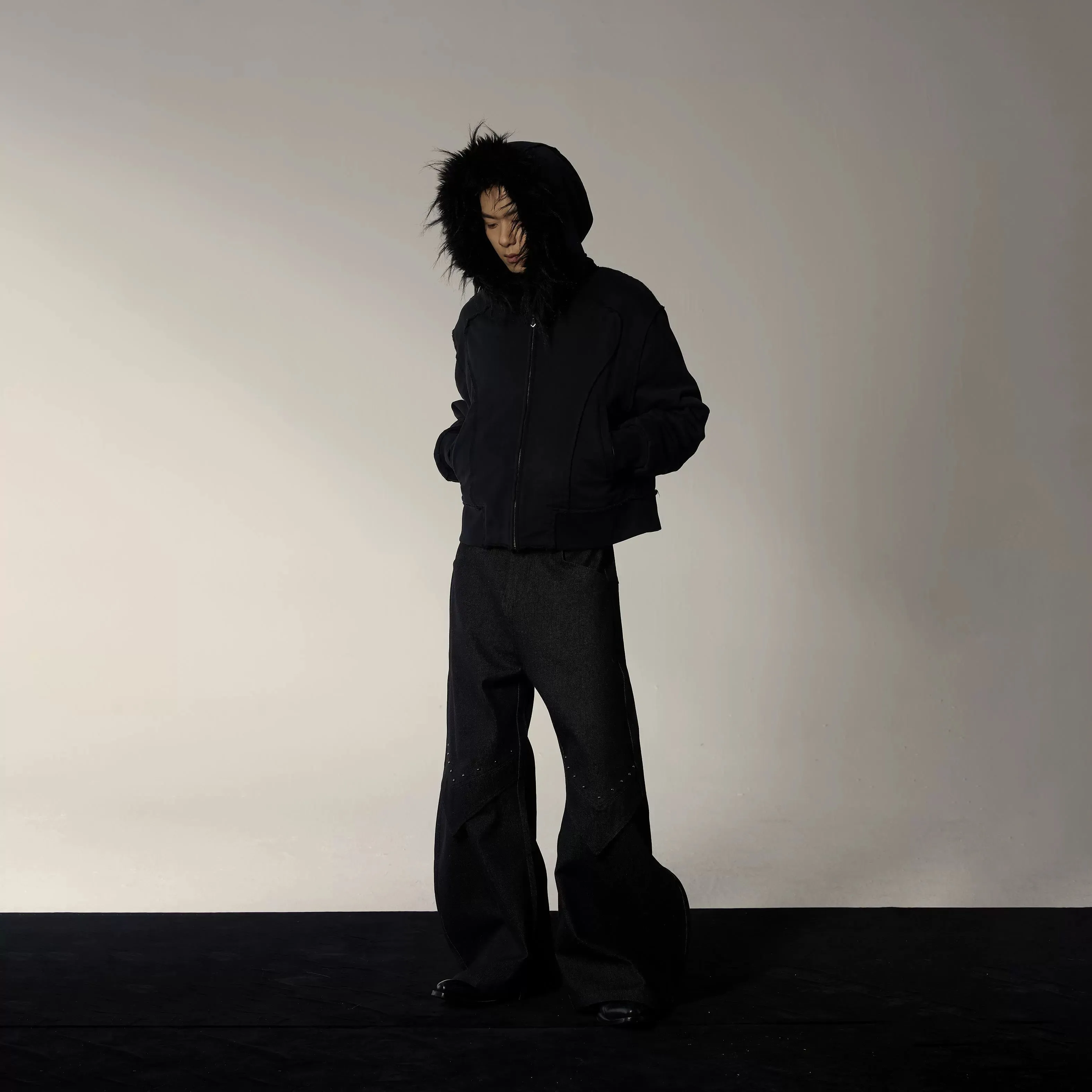 Black Faux Mink Hoodie