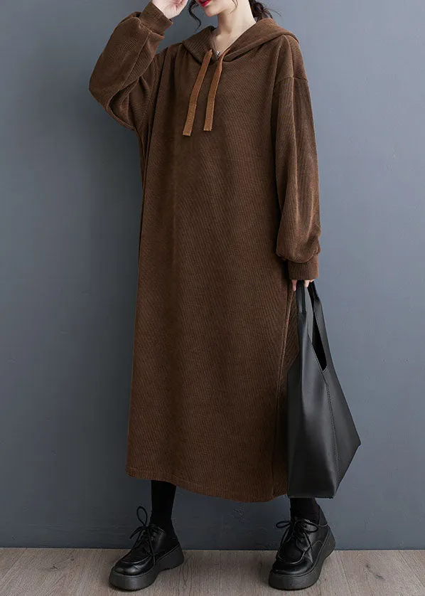 Black Lace Tie Patchwork Hooded Long Dress Long Sleeve
