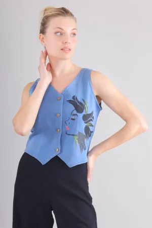 Blossom Whisper Denim Vest