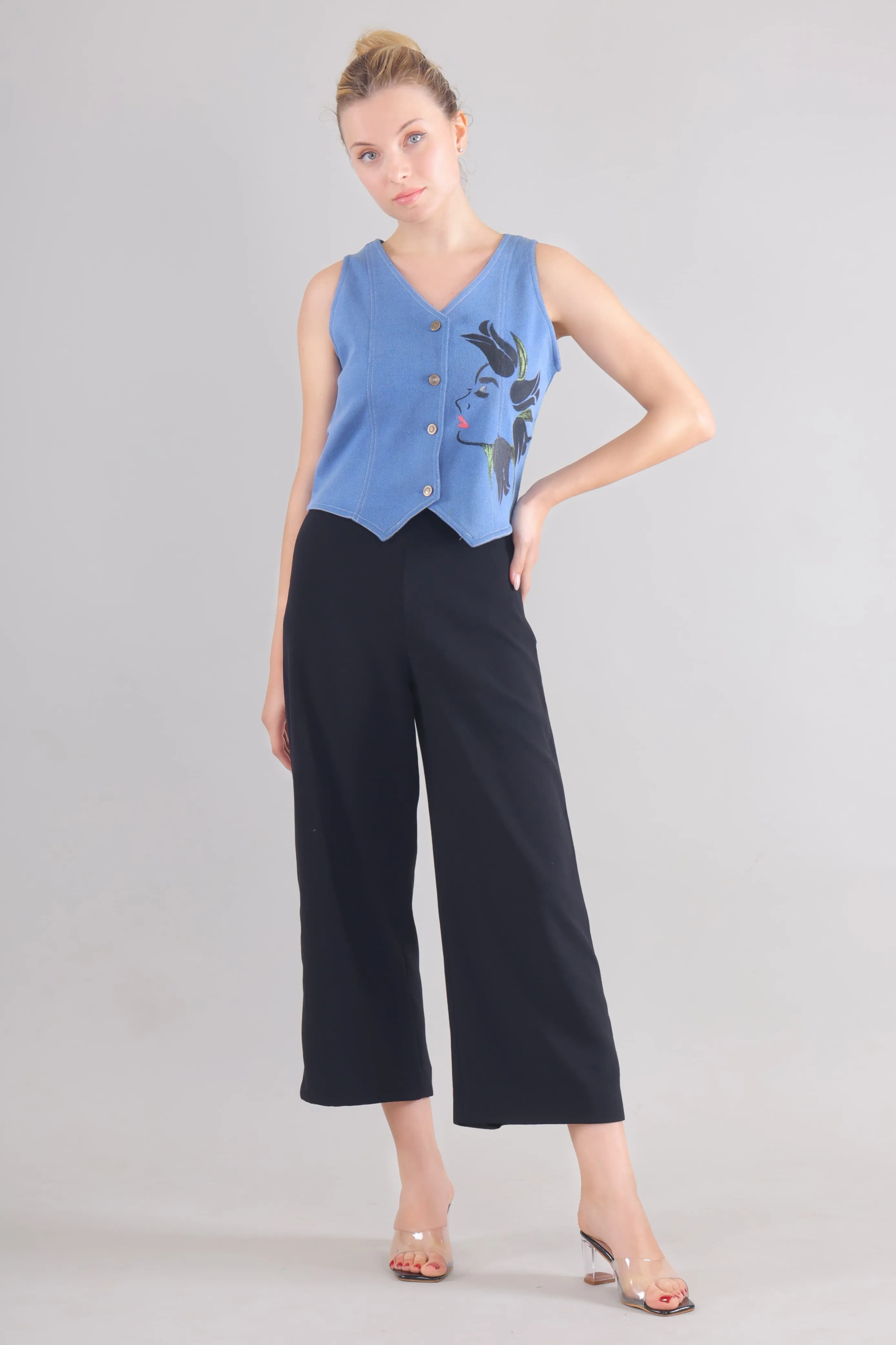 Blossom Whisper Denim Vest