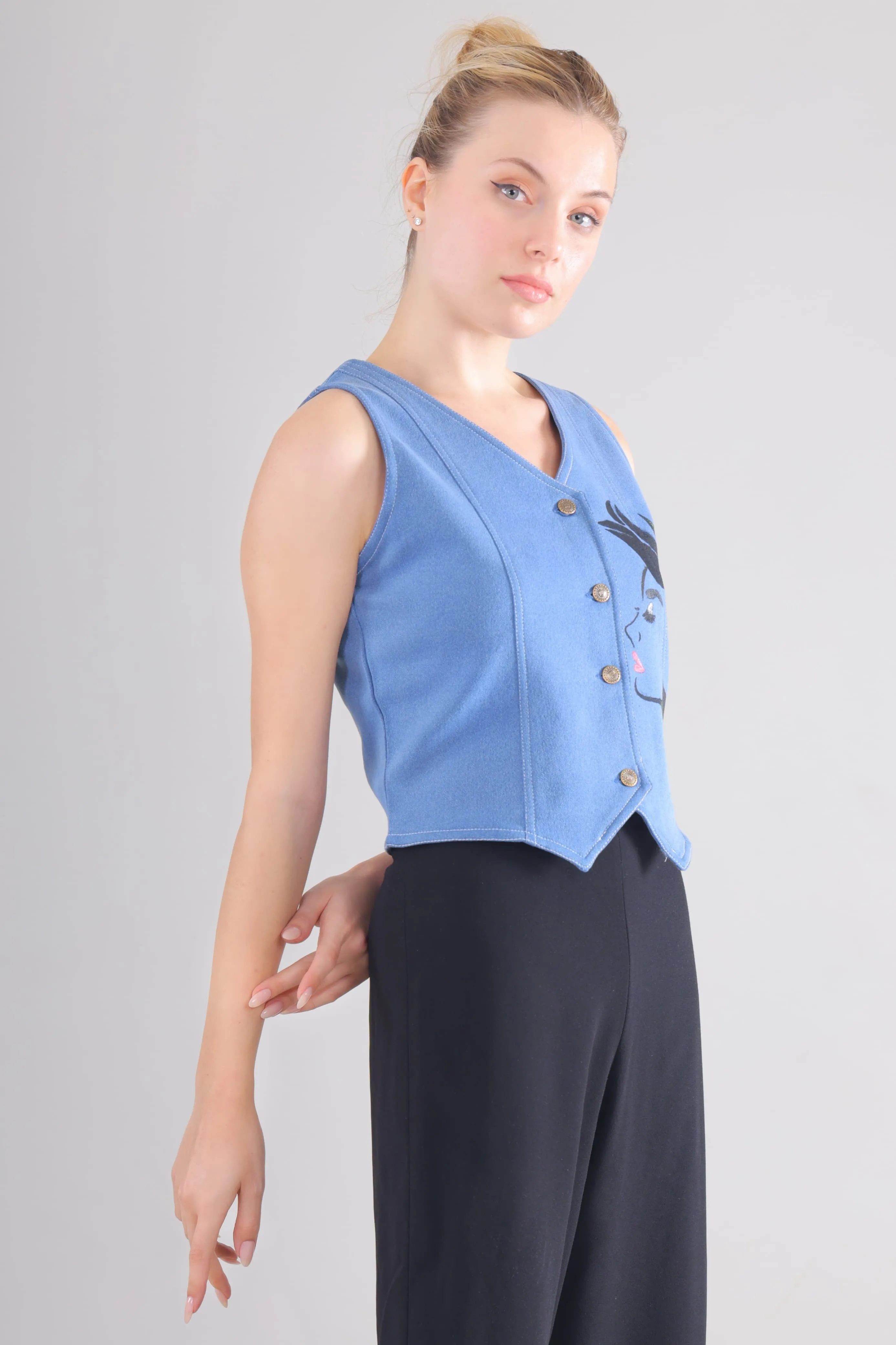 Blossom Whisper Denim Vest